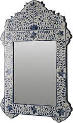 Bone Inlay Mirror Frame Handcrafted Decorative Wall Mirror Frame with Natural Bone and Resin Intricate Floral & Geometric Inlay Boho, Vintage & Ethnic Style Home Décor