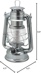 YAKii LED Vintage Lantern Metal Hanging Hurricane 12 LED Dimmer Switch Cold White Battery Operated Power Outage Indoor Camping Lighting Outdoor Brooklyn (Silver 2 Pack)