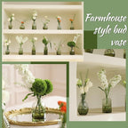 Green Bud Vases Set of 12, Green Glass Vase for Decor, Small Vases for Flowers Ribbed Flower Vase Stripe Bud Vases in Bulk Wedding Birthday Bridal Shower Centerpieces Home Table Decoration