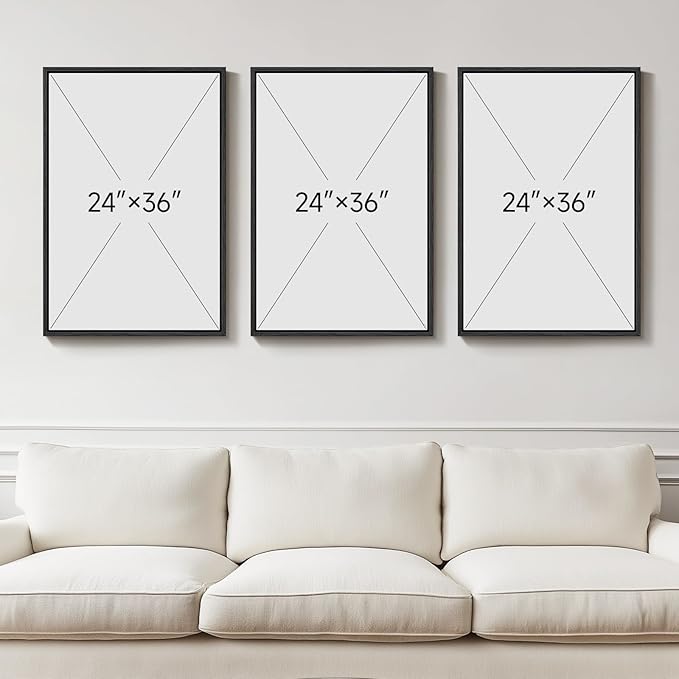 Large Framed Abstract Wall Art for Living Room, Set of 3 Modern Canvas Prints Painting Artwork for Walls, Black Green and Gold Brush Stroke Pictures for Hallway Dining Room Office Wall Decor 24x36 In