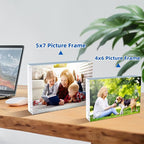 4x6 Acrylic Magnetic Picture Frame, 20 mm Thick Clear Double Sided Freestanding Photo Frame, Transparent Frameless Floating Frames with Magnets Corners