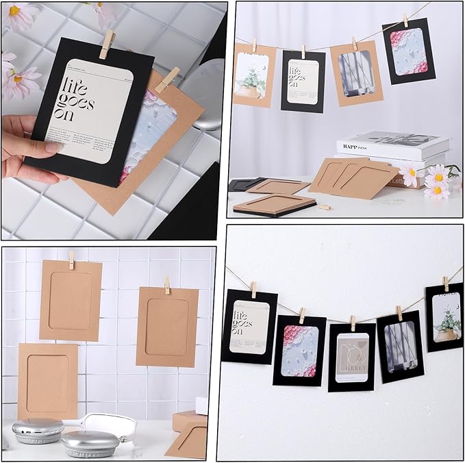 Giantree 20Pcs Photo Banner for Pictures, Paper Picture Frames, 4x6 Inch Photos Banner, Paper Photo Frame Photos String With Clips for Home Wall Decor,School and Office Decor(Style A)