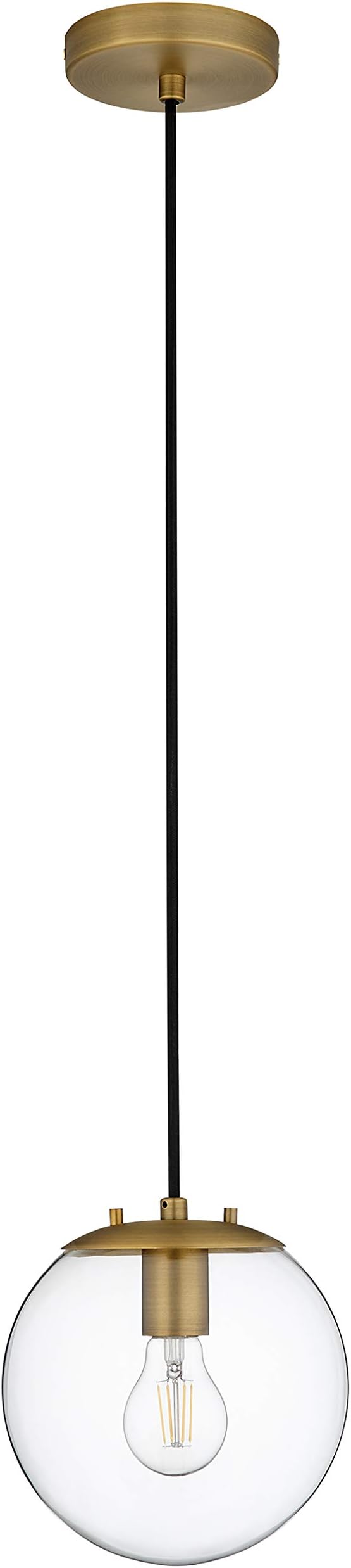 Linea di Liara Sferra Modern Large Glass Pendant Light Kitchen Island Brass Pendant Lighting Clear Glass Globe Pendant Light Mid Century Hanging Light Fixture, LED Bulb Included, UL Listed