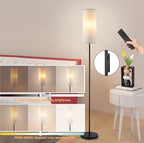 Floor Lamp for Living Room, Modern Standing Lamps with Lampshade, Minimalist Tall Lamp with Chain Switch for Living Room, LED Bulb Included (Beige Shade-Remote Bulb)