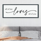 LuZhiQiang All Of Me Loves All Of You Wall Decor Art 40"×15" Master Bedroom Above Over Bed sign Love Quotes Large Framed Wooden Wall Hanging (Black)