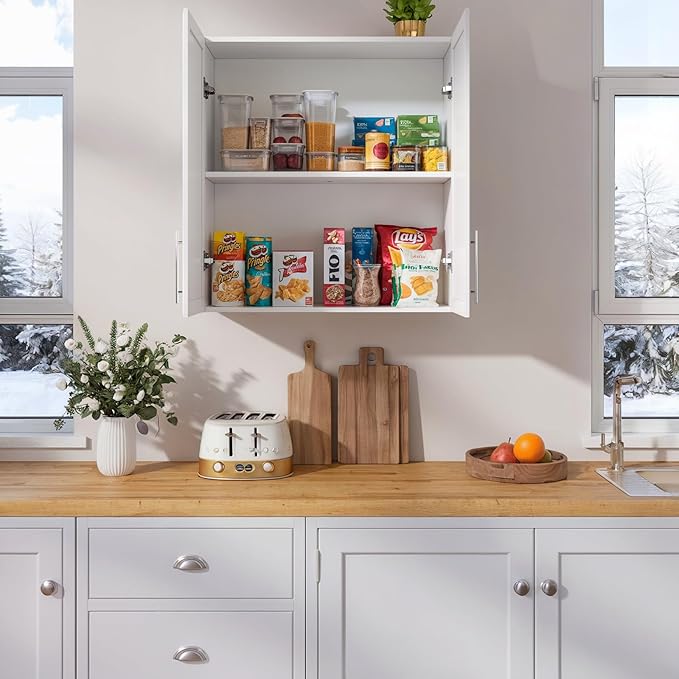 FIMELLO 30" Laundry Room Cabinets Wall Mounted,White