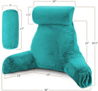 Nestl Reading Pillow Large Bed Pillow, Back Pillow for Sitting in Bed Shredded Memory Foam Chair Pillow, Reading & Bed Rest Pillows Teal Back Pillow for Bed, Bed Chair Arm Pillow with Pockets