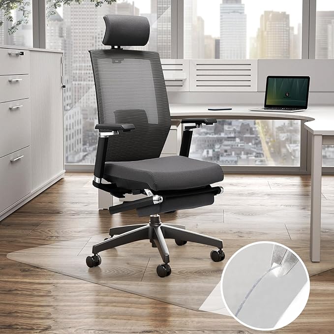 46"x60" Office Chair Mat for Hardwood Floor,Large Computer Chair Mat for Hard Floor, Large Anti-Slip Hard Floor Protector Rolling Desk Mat,PVC Office Floor Mat for Work,Home