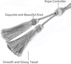Silver Curtain Tiebacks with Tassel,Modern Rope Window Curtain Ties Backs for Draperies, Outdoor Elegant Decorative Curtain Holdbacks