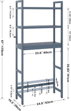 SMIBUY Bathroom Storage Shelf, Bamboo Over-The-Toilet Organizer Rack, Freestanding Toilet Space Saver with 3-Tier Adjustable Shelves (Grey)