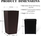 30in Tall Large Plant Pots Planter-Self-Watering Indoor/Outdoor Planting with Drain Holes, Water Level Monitor, Inner Bucket for Front Porch Patio, Brown Large