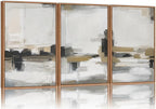 SIGNINART Beige Abstract Framed Canvas Wall Art Set, Black and White Textured Art Prints, Paint Strokes Minimalist Shapes Wall Decor, Neutral Modern Art Paintings for Living Room, Bedroom, Office 16"x24"x3