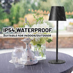 Maksone 2 Pack RGB Cordless Table Lamp, 6600mWh Rechargeable Battery Desk Lamp, 3000K Stepless Dimming and Led Color Changing Night Light, IP54 Waterproof Outdoor Portable Lamp for Patio (Black)