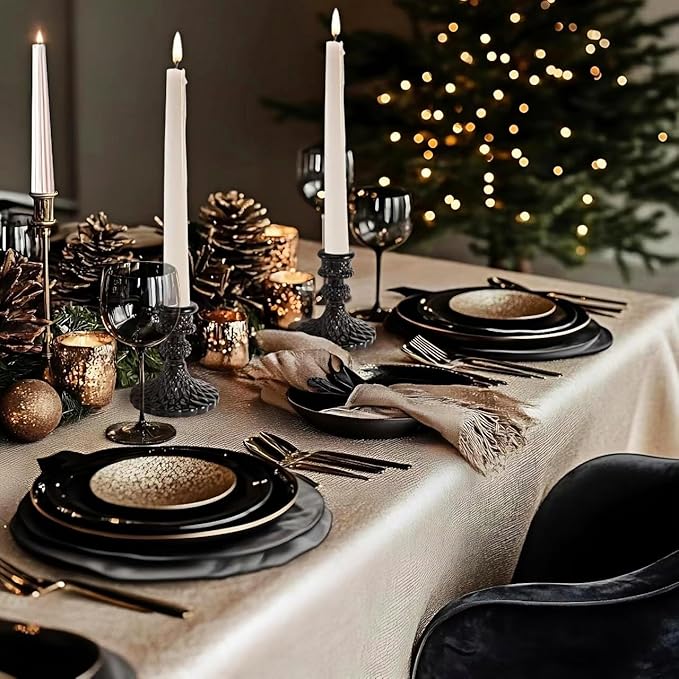 Glass Candlestick Holder,Striped Taper Candle Holders,Set of 6 Candle Stand for Table Centerpieces, Home Decor,Weddings,Festival and Parties (Black Diamond)