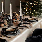 Glass Candlestick Holder,Striped Taper Candle Holders,Set of 6 Candle Stand for Table Centerpieces, Home Decor,Weddings,Festival and Parties (Black Diamond)