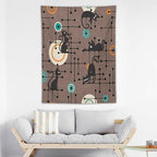 ICMOLYYENLO Boho Medieval Cat Tapestry, Abstract Atomic Starburst Geometric Aesthetic Art Wall Hanging For Bedroom Living Room Dormitory 30x40 Inches