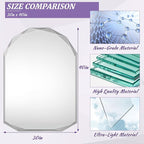 Bathroom Mirror for Wall, 30" x 40" Arched Mirror, Bathroom Vanity Mirrors, Beveled Edge Frameless Wall Mount Vanity Mirror, Wall Mirror Decorative, Irregular Beveled Edge Mirror