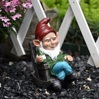 OwMell Drinking Wine Garden Gnome Statue Decoration 7.3" Figurine Ornament for Indoor Outdoor Home Patio Yard Lawn - Wine