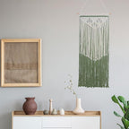 JONKASIPA Macrame Wall Hanging Bohemian Handmade Tassel Wall Art Decorations,Green Fringe Chic Home Decor for Apartment Dorm Living Room Bedroom