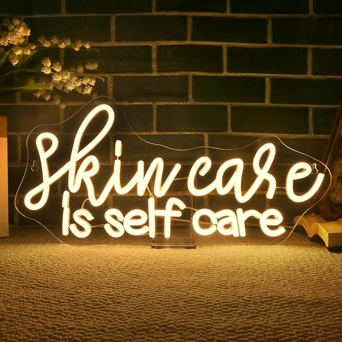 WLHOPE Skin Care is Self Care Neon Signs for Wall Decor Adjustable LED Lights Decorations for Beauty Salon Facial Spa Bathroom, Get Your Business Seen Day or Night