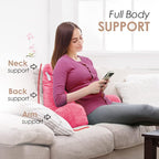 Nestl Reading Pillow Standard Bed Pillow, Back Pillow for Sitting in Bed Shredded Memory Foam Chair Pillow, Reading & Bed Rest Pillows Light Pink Back Pillow for Bed, Bed Chair Arm Pillow with Pockets