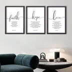 FZMHASLWW Faith Hope Love Sign Wall Decor 24"×16" Set of 3 Bible Verse Christian Scripture Wooden Framed Wall Hanging Art (Black)
