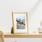 Vittanly 8.5x11 Picture Frames Set of 9, Shatter Resistant Plexiglass, Display 6x8 Pictures with Mat or 8.5x11 without Mat, Photo Frames for Wall or Tabletop, Engineered Wood, OAK