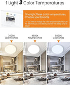 slochi 15.4 Inch Flush Mount Ceiling Light, 36W 3200lm Ultra Thin LED Ceiling Light, 3000K/4000K/6500K 3 Color Temperature Low Profile Ceiling Light Fixtures for Bedroom, Kitchen, Living Room, Closet