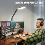 Desk Lights for Home Office, 1200 Lumen LED Desk Lamps with Clamp, Highly Eye-Caring Video Conference Light for Computer, 3 Color 10 Brightness Levels for Ideal Lighting, Remote, Memory & Timer