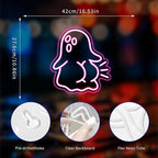 Ghost Neon Sign, Neon Signs for Wall Decor Neon Pink LED Signs Room Neon Light Up Signs Home Decor for Bedroom Club Party Bar Shop USB Operated