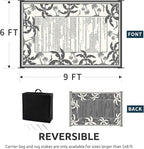 COCOER Outdoor-Rug 6x9 ft Waterproof Reversible Outdoor Plastic Straw Rug RV Indoor Outdoor Carpet Quick Dry Patio Rug Camping Mat for Balcony Backyard Picnic Beach-Grey&Beige