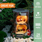 Solar Light Gnome Fairy Garden House for Outside, Big Size Fairy Miniature Buildings Accessories House Sculptures for Outdoor Garden Patio Lawn Path Decorations, 8" Tall