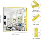 Gold Bathroom Mirror, 30x30 Inch Rectangular Framed Mirror, Large Wall Mounted Bathroom Vanity Mirror Over Sink for Bedroom,Restroom, Living Room, Hangs Vertically or Horizontally
