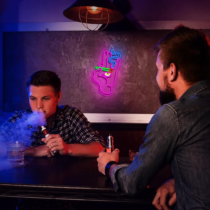 WLHOPE Evil Eye Hand Neon Sign for Wall Decor Pink Blue Led Lights Hamsa Light Signs USB Connectivity Eye Neon Light Signs for Bedroom Game Room Home Bar Pub Cafes Party Gift