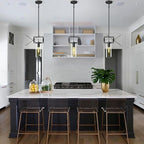 Black Pendant Lights Kitchen Island, Modern Glass Knurled Pendant Light,12Inch Copper Kitchen Pendant Lighting Over Island,Farmhouse Island Lights For Kitchen Sink,Bathroom,Bedroom,Included E26 Bulbs