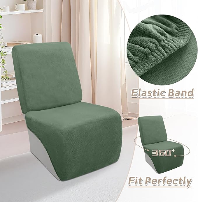 Arfntevss Sectional Recliner Couch Covers Velvet Corner Sectional Sofa Cover for Reclining Couch Stretch L Shape Recliner Slipcover Washable Additional Seat Protector (1 Seat Cover, Grayish Green)