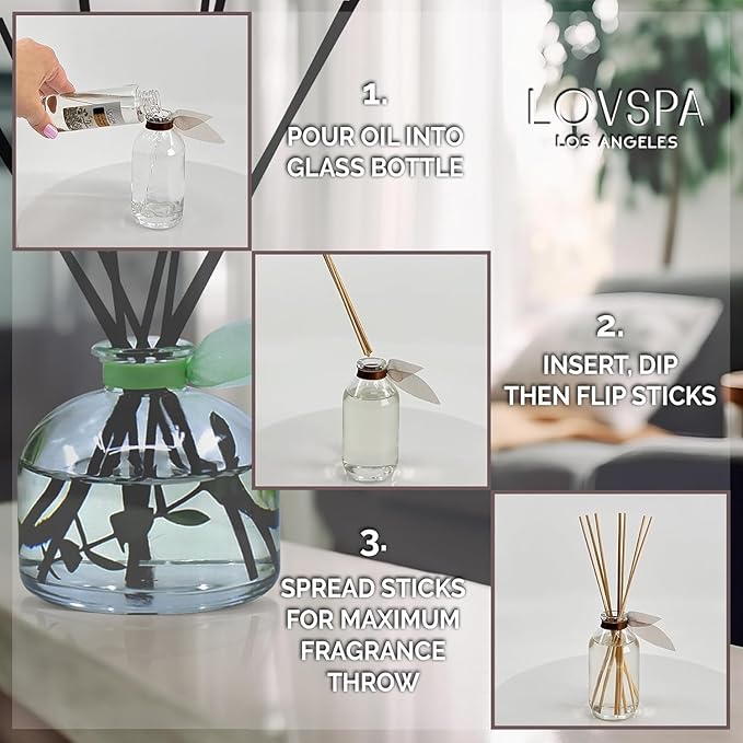 LOVSPA Coconut Cabana Diffuser Oil - Essential Oils for Diffuser Refill & Air Freshener Room Spray - Long-Lasting & Natural Home Fragrance, Scented Oil for Diffusers, USA Made, 8 oz