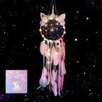 LED Lighted Up Unicorn Dream Catcher Wall Decor Colorful Feather Dreamcather Wall Hanging for Girls Kids Bedroom Decoration (Purple with Light)