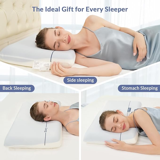 Memory Foam Pillow, Double Sided Different Firmness Zero Pressure Pillow, Comfortable and Breathable Provides Neck Support and Shoulder Pain Relief.