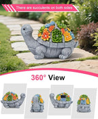 Solar Turtle Statue Garden Decor for Outside with Succulents and 7 LED Lights – 10.3 Inch Cute Lawn Ornaments for Patio, Porch, Balcony & Yard – Unique Birthday Gifts for Women Mom Grandma Wife