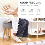 Wimarsbon Pouf Ottoman, 100% Cotton Knitted Boho Footstool, Round Footrest with Non-Skid Wood Legs, Home Décor Handmade Pouffe, Leisure Floor Step Stool for Living Room (High Storage Grey)