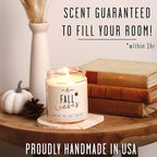 Fall Candles - 'Fall Leaves' Fall Candle w/Autumn Leaves, Clove & Musk I Infused with Essential Oils I Autumn Scented Candles I Cozy Cute Autmn Décor Gifts I 9oz Jar I 50Hr Burn I Made in USA