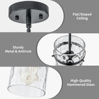 Farmhouse Hammered Hand-Blown Glass Pendant Light, Black Pendant Lights Kitchen Island, Modern Pendant Light Fixtures Island Lights for Kitchen Dining Room Light for Farmhouse Pendant Lighting 1 Pack