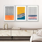 SIGNWIN Framed Wall Art Print Set Orange, Yellow, Blue & Pink Color Blocks and Lines Abstract Shapes Illustrations Modern Art Chic Multicolor for Living Room, Bedroom, Office - 24"x36"x3 White