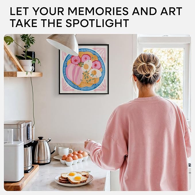 Homeforia 14x14 Picture Frame Black, High End Metal 14 x 14 Square Poster Frames with Mat 12 x 12 Photo, 14x14 Black Frame Matted to 12x12 Print, 14by14 Thin Frames, Tempered Glass, Wall Kit, Set of 1