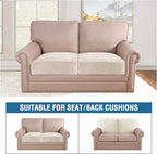 H.VERSAILTEX Velvet Stretch Couch Cushion Cover Plush Cushion Slipcover for Chair Loveseat Sofa Cushion Furniture Protector Seat Cushion Sofa Cover (2 Piece Large Sofa Cushion Covers, Ivory)