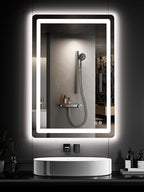 Led Bathroom Mirror, 36x24 Bathroom Vanity Mirror for Wall with Light, IP54 Enhanced Anti-Fog, Dimmable 3 Colors, Memory Function, Backlit and Front Lit, Shatter-Proof Glass, Plug-in/Hardwired