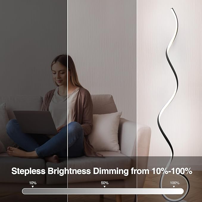 CHICLUX Spiral Floor Lamp, Dimmable LED Floor Lamp with 3 Color Temperatures, Ultra Bright, Modern Standing Tall Lamp with Remote Reading Floor Lamp for Living Room Bedroom Office