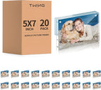 TWING 20 PACK 5 x 7 Inch Acrylic Picture Frame, 7 x 5 Acrylic Photo Frame Horizontal Magnet Double Sided Magnetic Frames Set,12+12 MM Thickness Clear Picture Frame Desktop Display