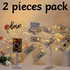 Meonua2-pack Money Tree Gift Card Holder LED Twig Lights - Battery/USB Powered Light Up Display with 22 Clear Clips for Birthday Wedding Photo (Warm Color)